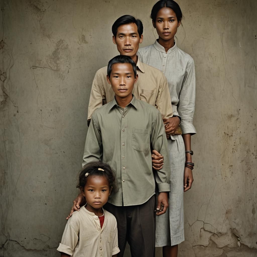 A tall Asian handsome man holds a child by the hand