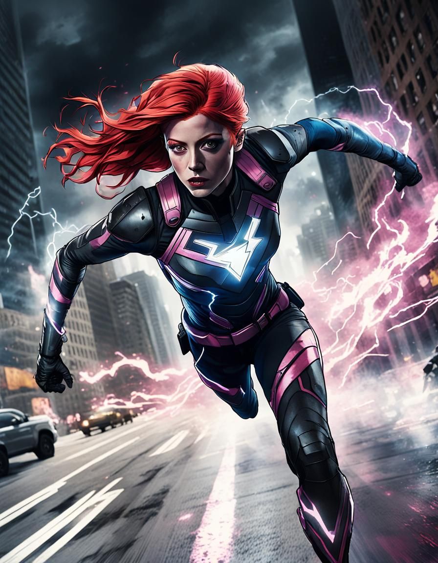 Superheroine Runs Through Chicago in Comic Book Style