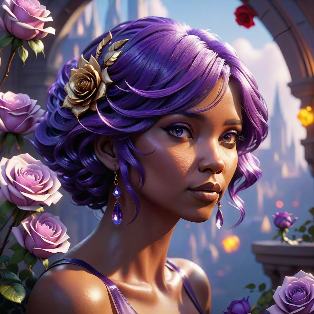 Dreamlike Encounter with a Purple Goddess in Wondrous Digita...