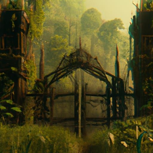 Creepy Jungle Gate: Detailed Matte Painting