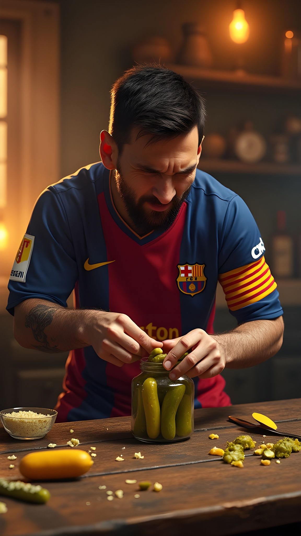 Messi's Pickle Predicament: A Fantasy Concept Art