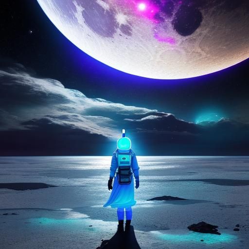 Astronaut Girl Awakens AI at Universe Lighthouse