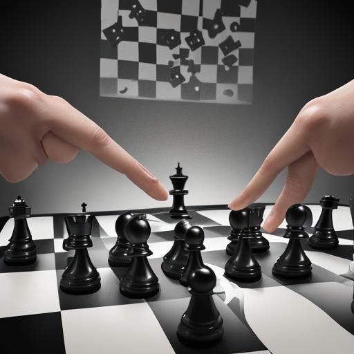 Confused Men Play Checkers on Chessboard: Hyperrealistic Art