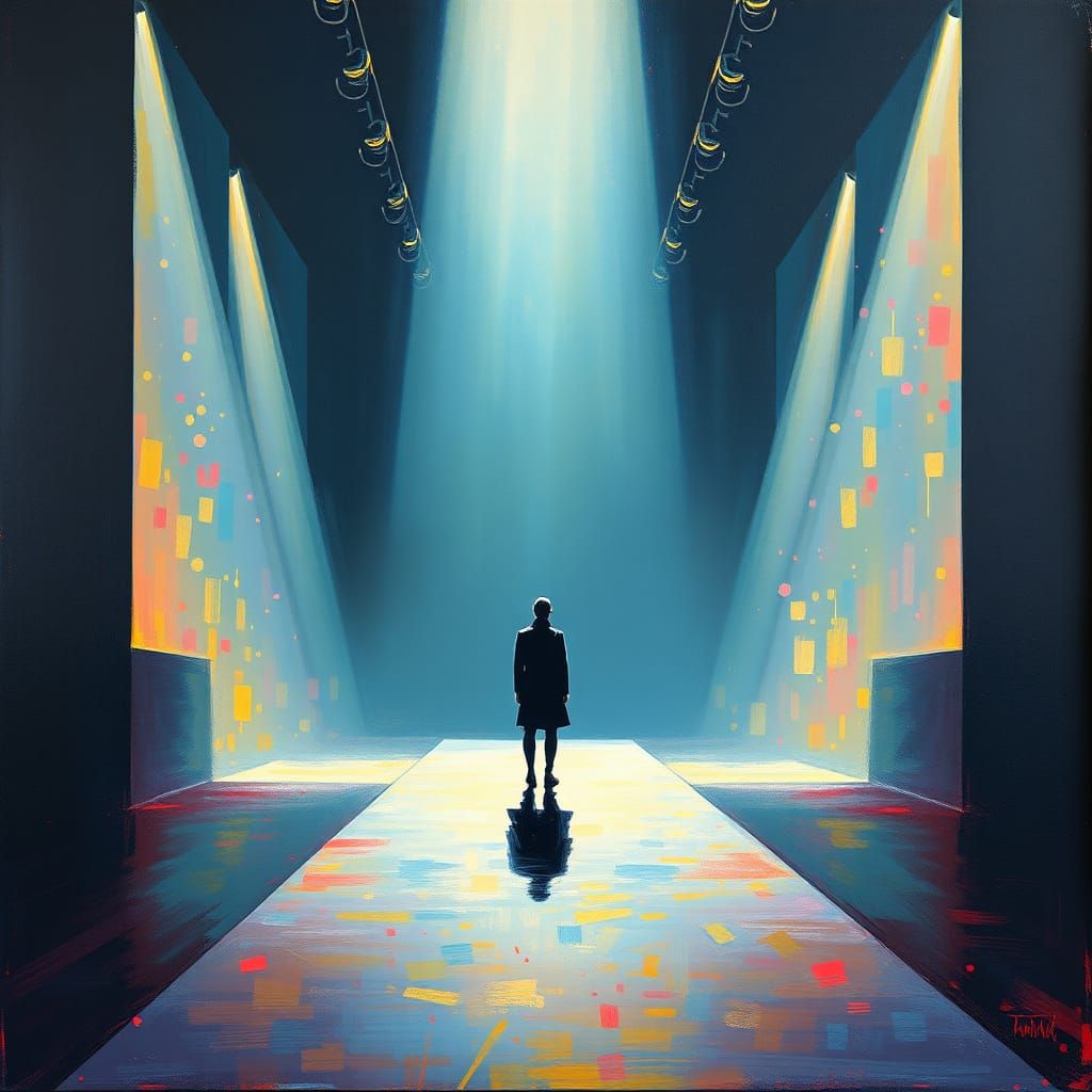 Ethereal Fashion Runway Scene in Vibrant Neo-Impressionist S...