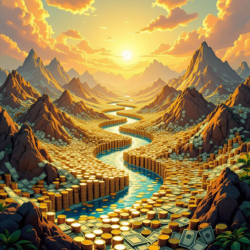 Surreal Landscape of Abundance: Money Mountains and Cash Riv...