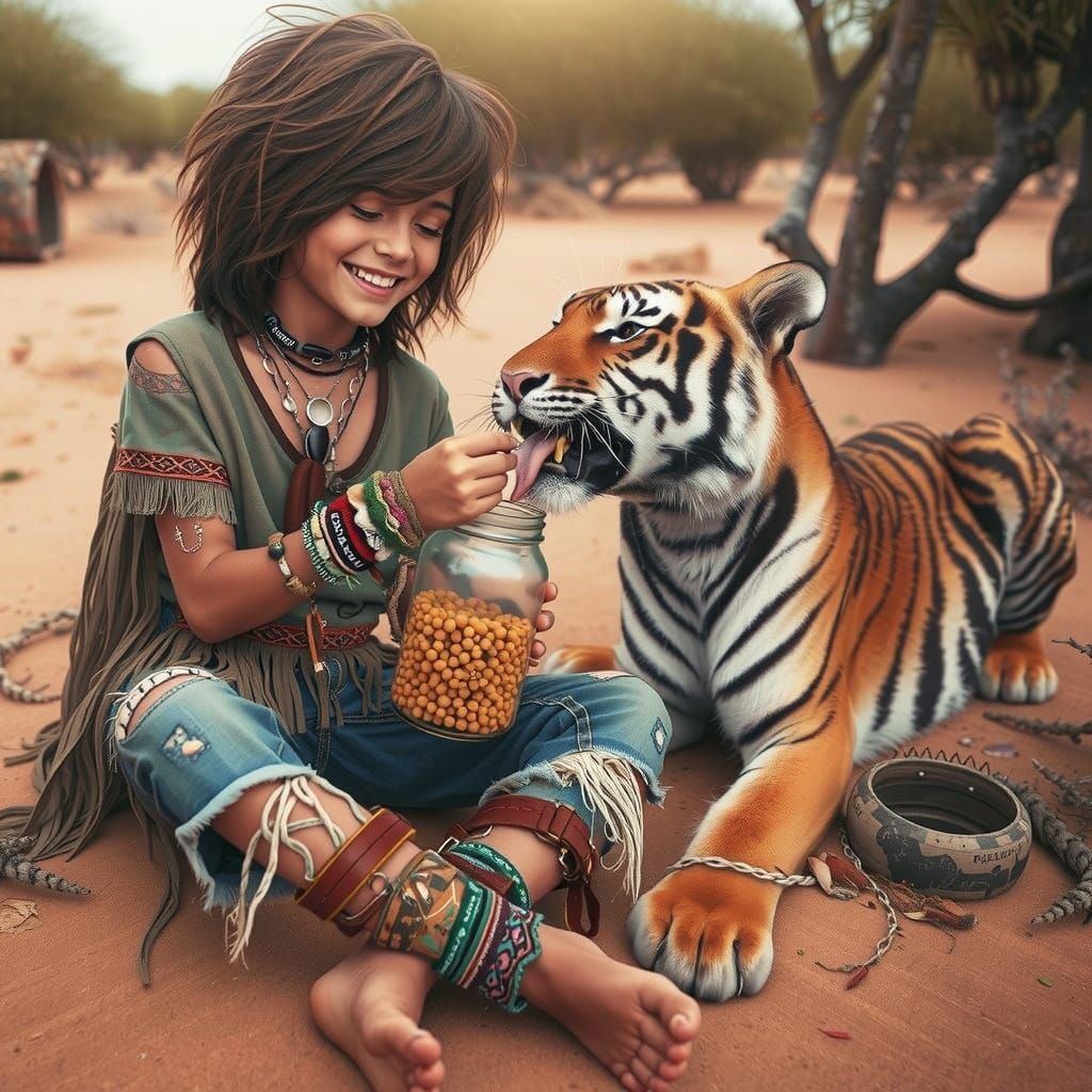 Donny and Tiger in Vibrant Jungle Landscape