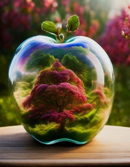 Apple Pie Double Exposure in Kinkade Style