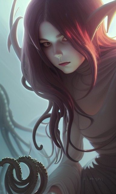 Sinister Cultist Girl in Anime Style