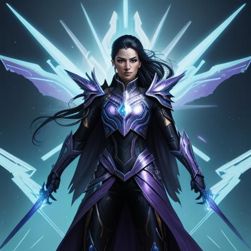 Regal Sci-Fi Warrior in High-Tech Throne Room