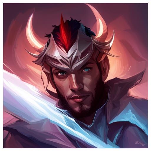 Detailed Portrait of Red-Skinned Tiefling Wizard