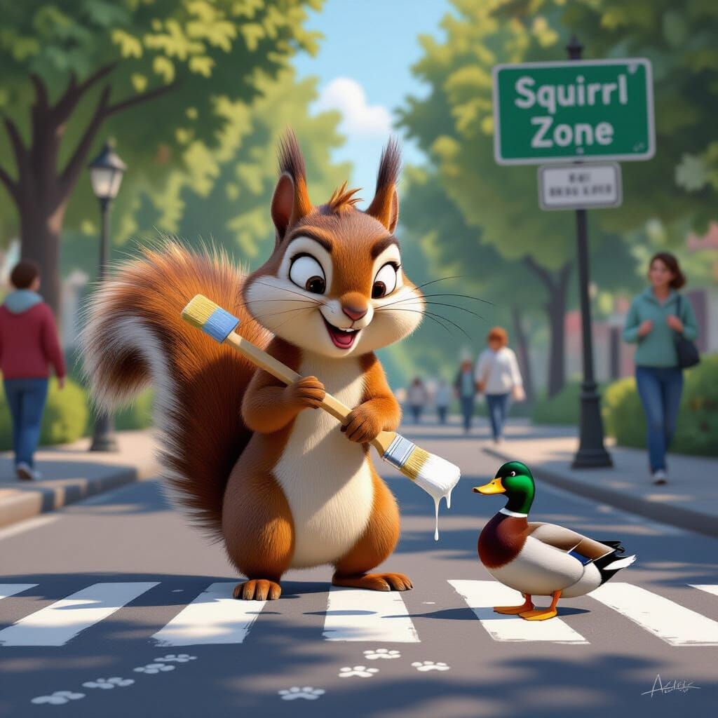 Pixar Squirrel's Crosswalk Creation