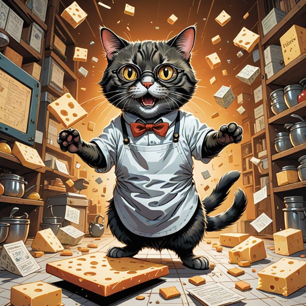 Math Whiz Cat Trades Cheese in Whimsical Deal