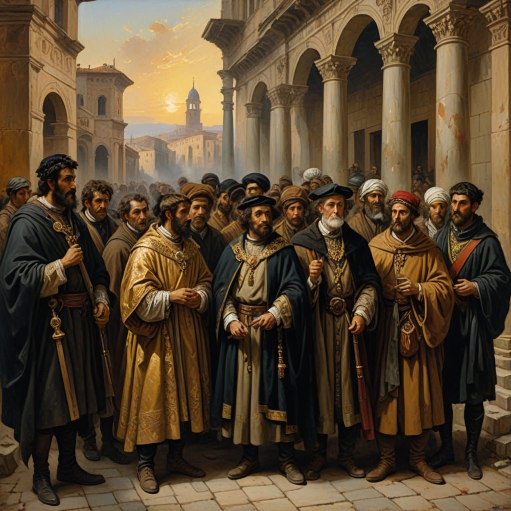 Byzantine and Latin Divide in Golden Cityscape