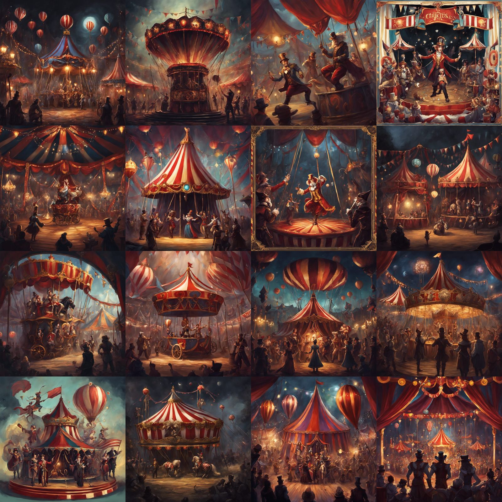 Dreamlike Dark Fantasy Circus Scene