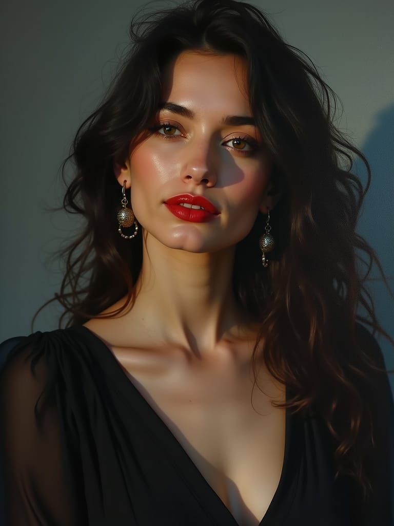 Elegant Woman in Dramatic Chiaroscuro Light