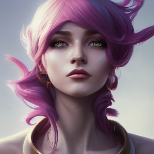 Hyperdetailed Gamer Girl Portrait in Art Nouveau Style