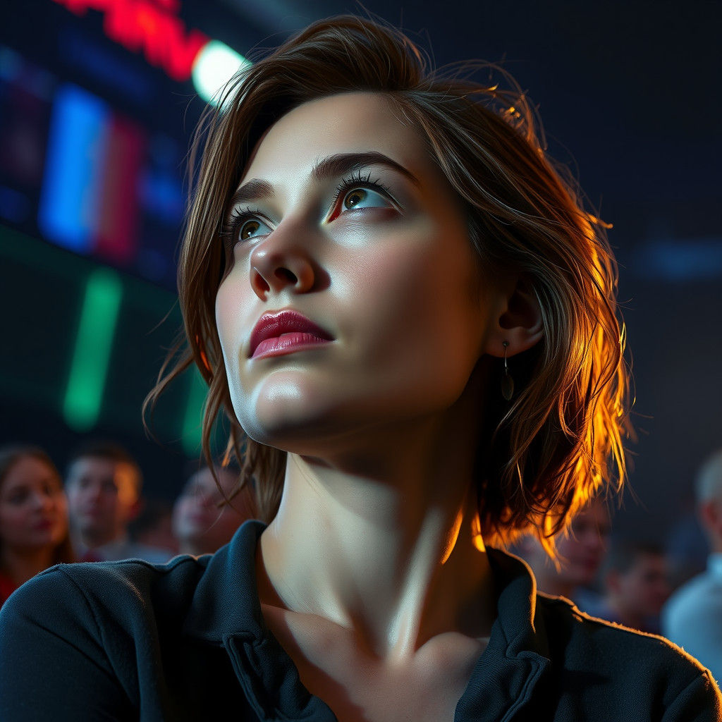 Woman in Cinema: Hyperrealistic Portrait in Chiaroscuro