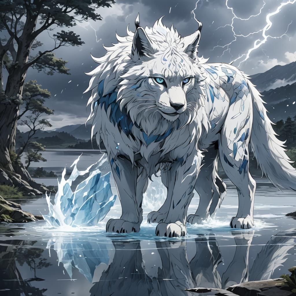 Lightning Lynx and Ice Wolf in Anime Style