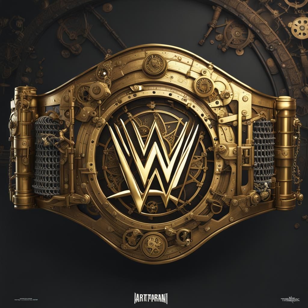 Victorian Steampunk WWE Championship Belt in Hyperreal Detai...