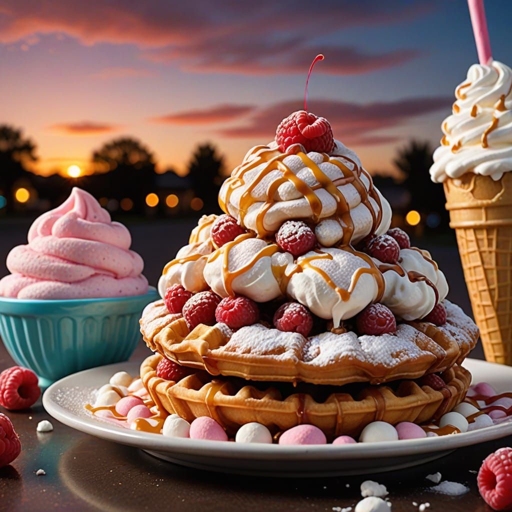 Sugary Carnival Treats under Warm Sunset Lighting