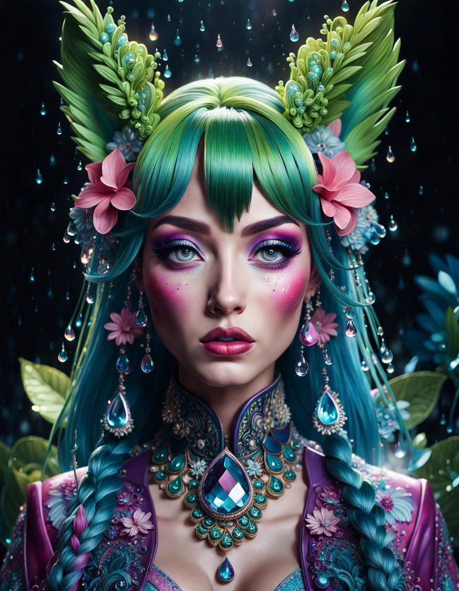 Fantasy Pony Portrait in Double Exposure Style