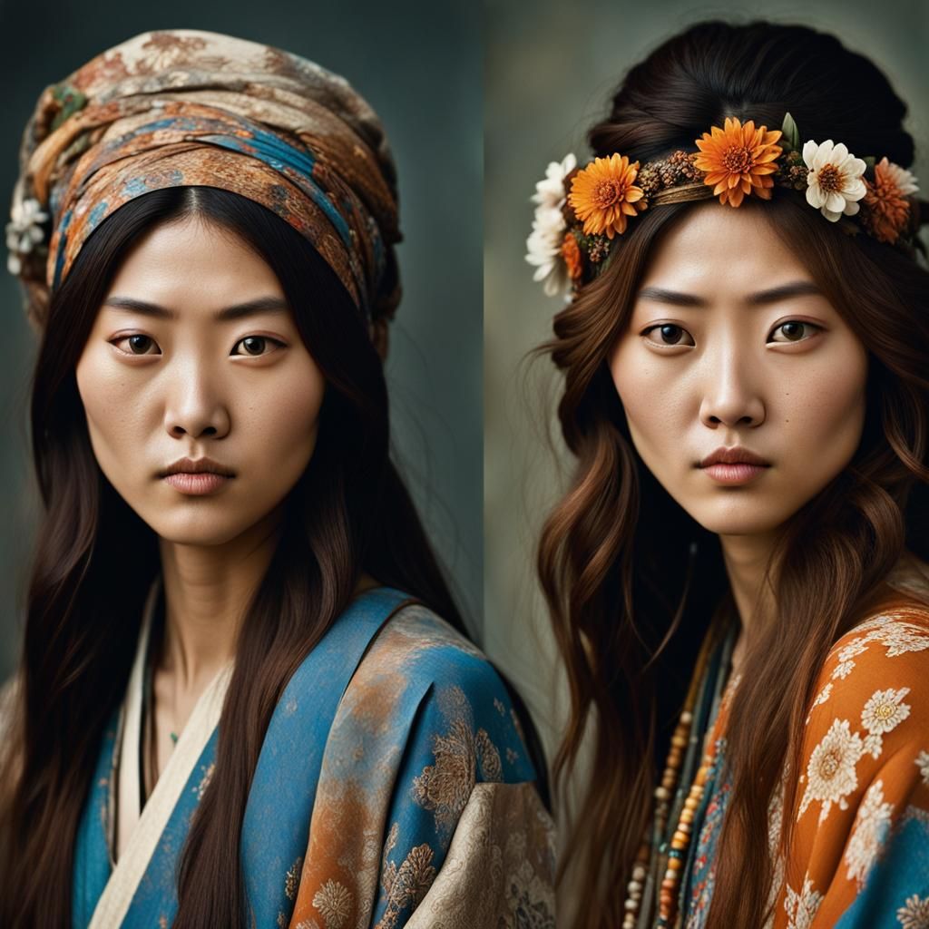 Japanese Sisters Portrait in Professional Photography Style