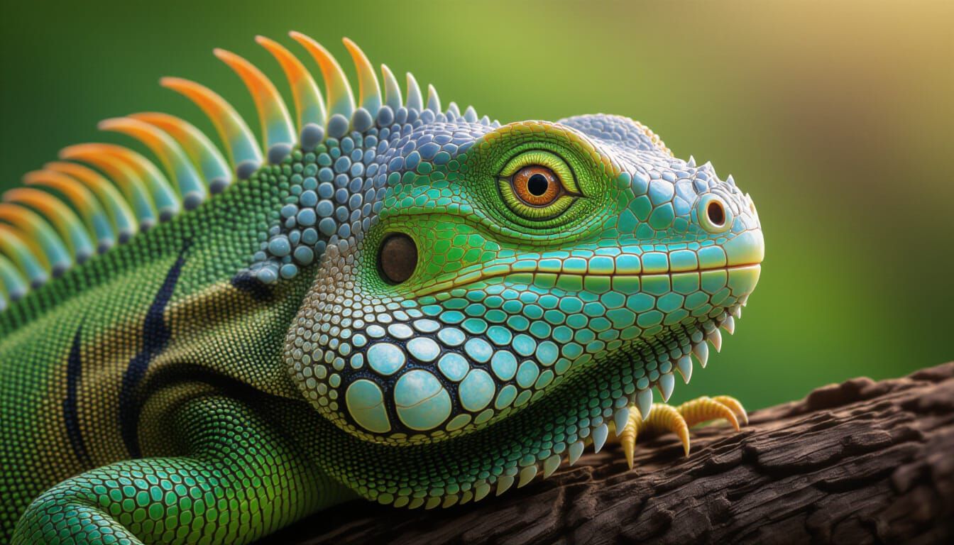 Detailed Macro Photograph of Iguana Skin