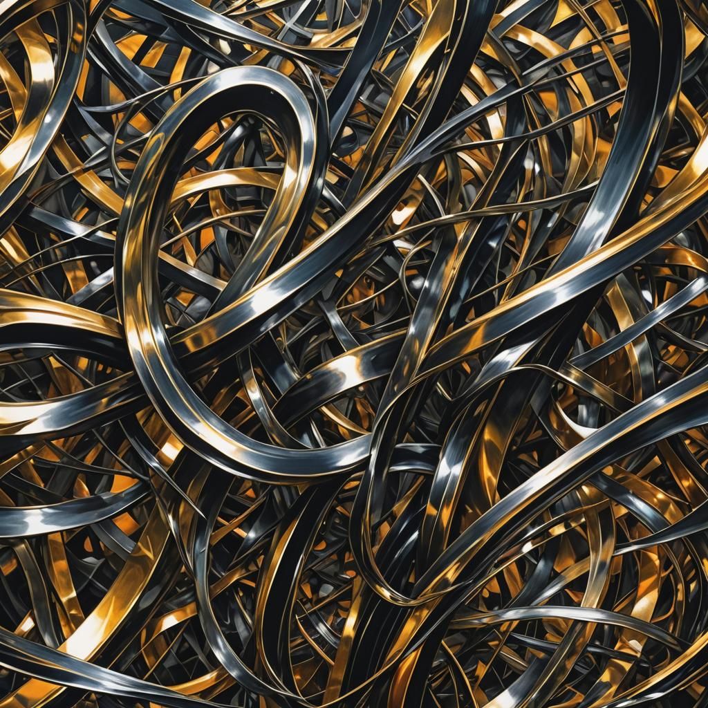 Futurist Metallic Letter H in Abstract Composition