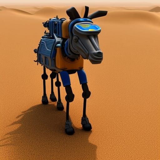 Mechanical Donkey in Desert, Sci-Fi Render