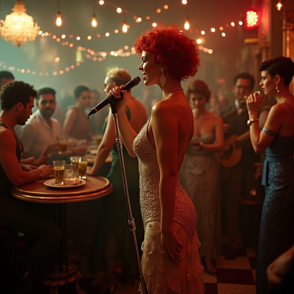 Havana Jazz Club Singer in 1920s Technicolor Style