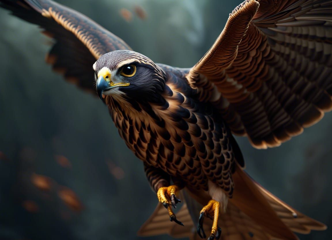 Falcon in Flight: Detailed Digital Matte Painting