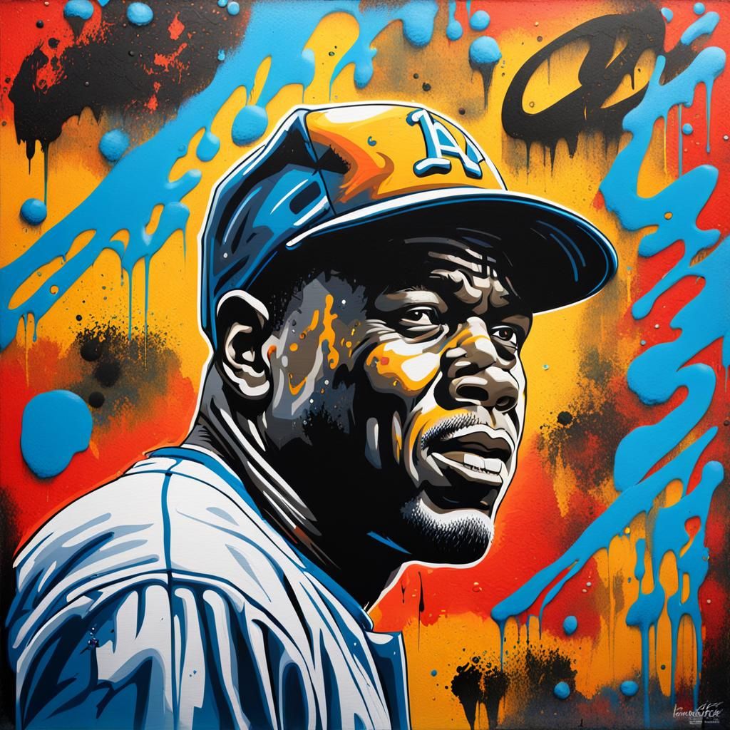 Jackie Robinson Graffiti Art in Splash Style