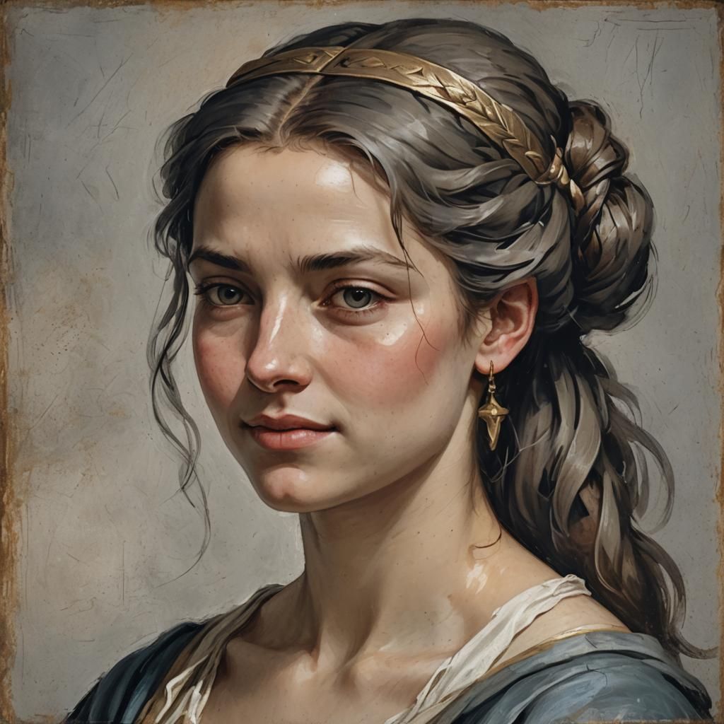 Smirking Girl Portrait in Tiziano Style