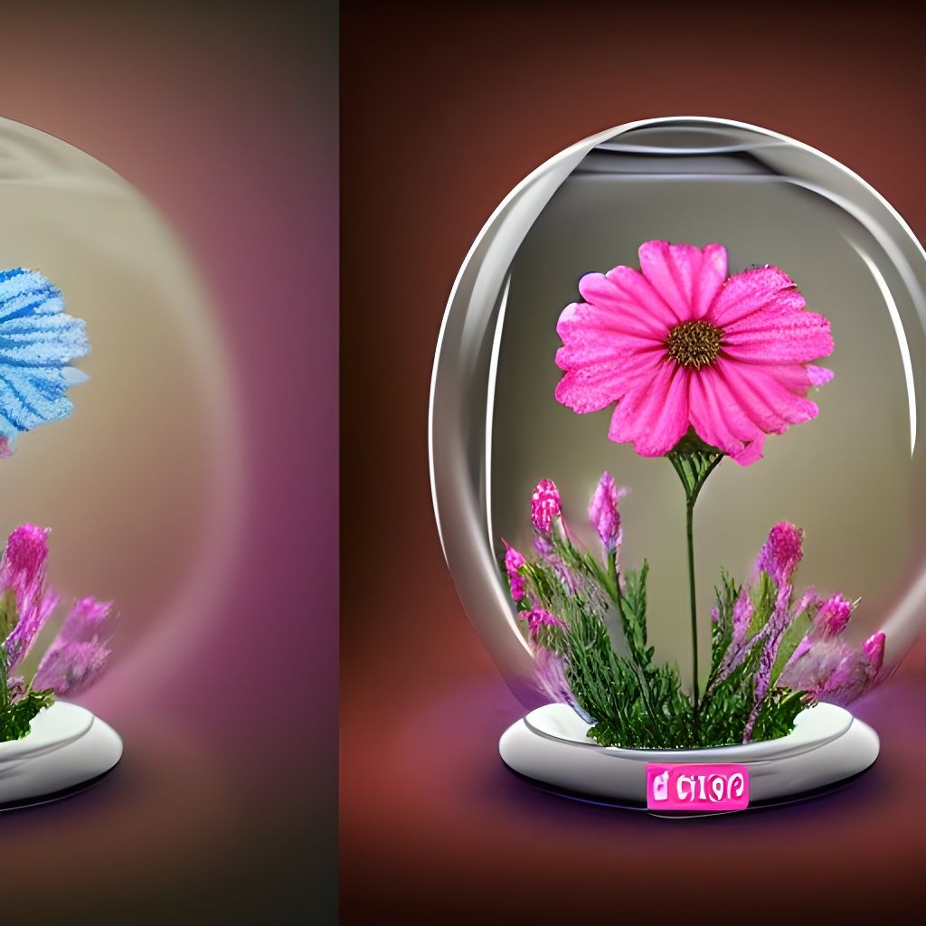 Magical Flower in Glass Container: Detailed Matte Painting