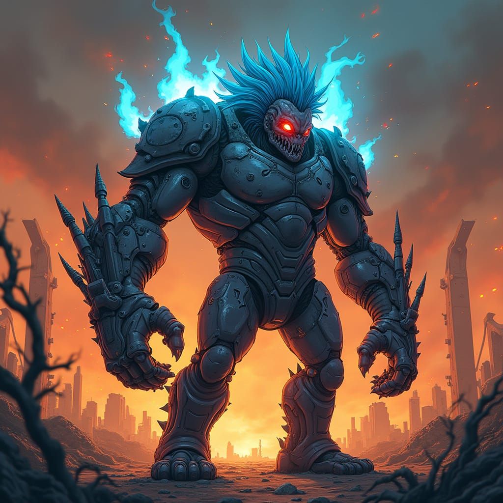 Cyber-Demonic Franky in Burning Wasteland