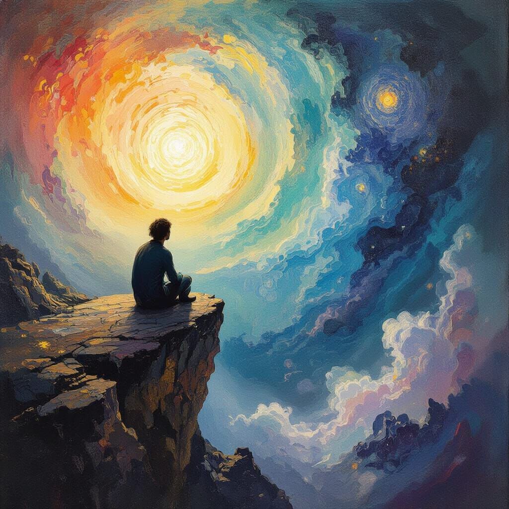 Soul Contemplating Existence in Celestial Abyss