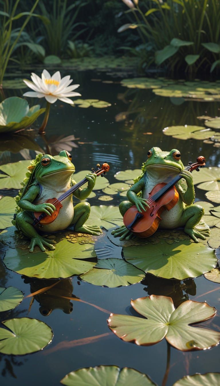 Majestic Frogs Perform Classical Music in Elegantly Detailed...