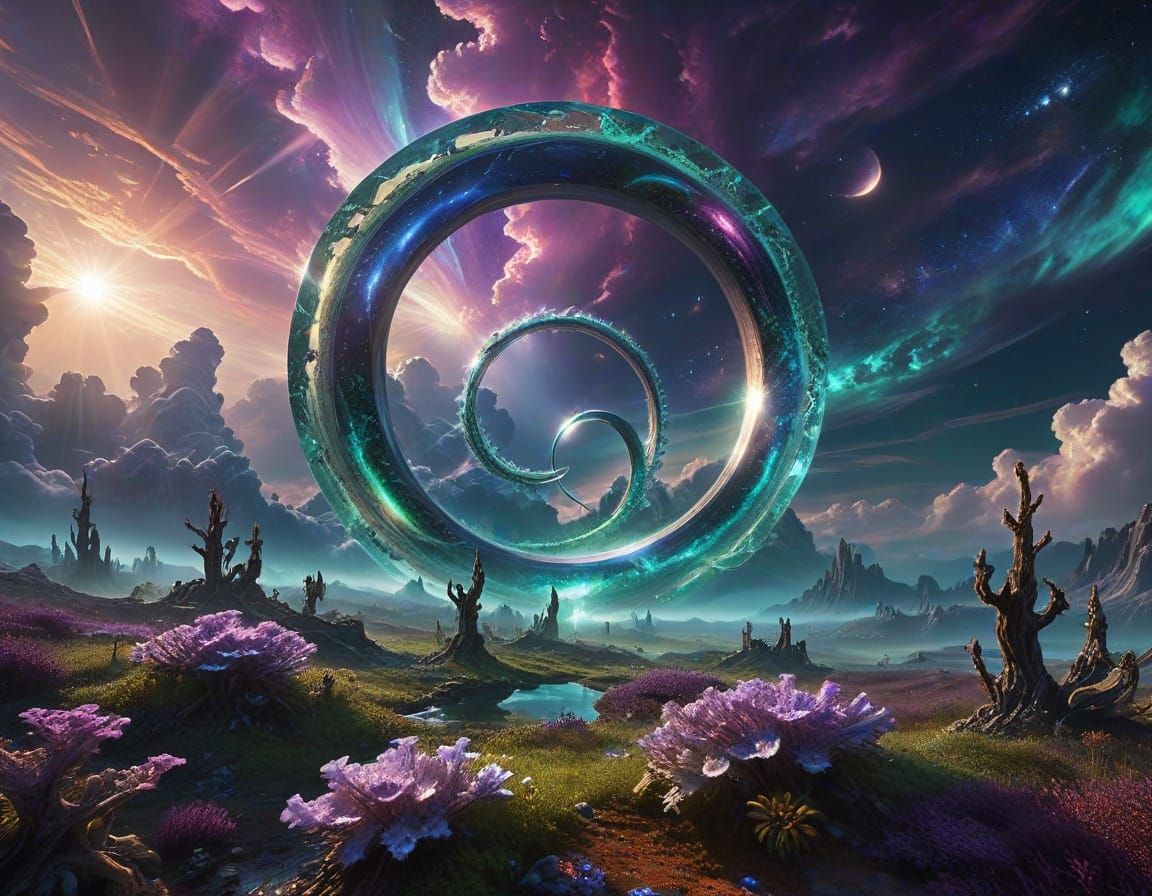 Cosmic Crystal Landscape in Iridescent Hues