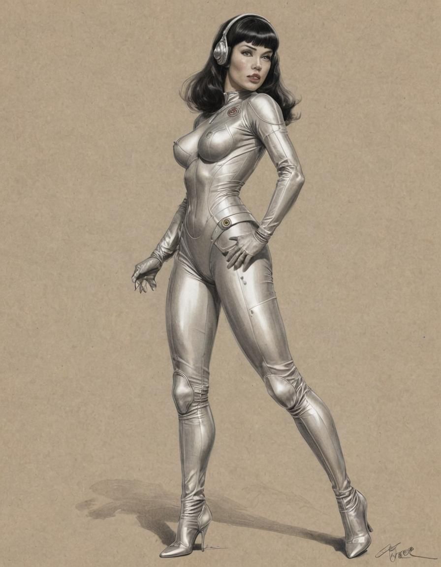 Retro Sci-Fi Spacesuit Sketch in Frazetta Style