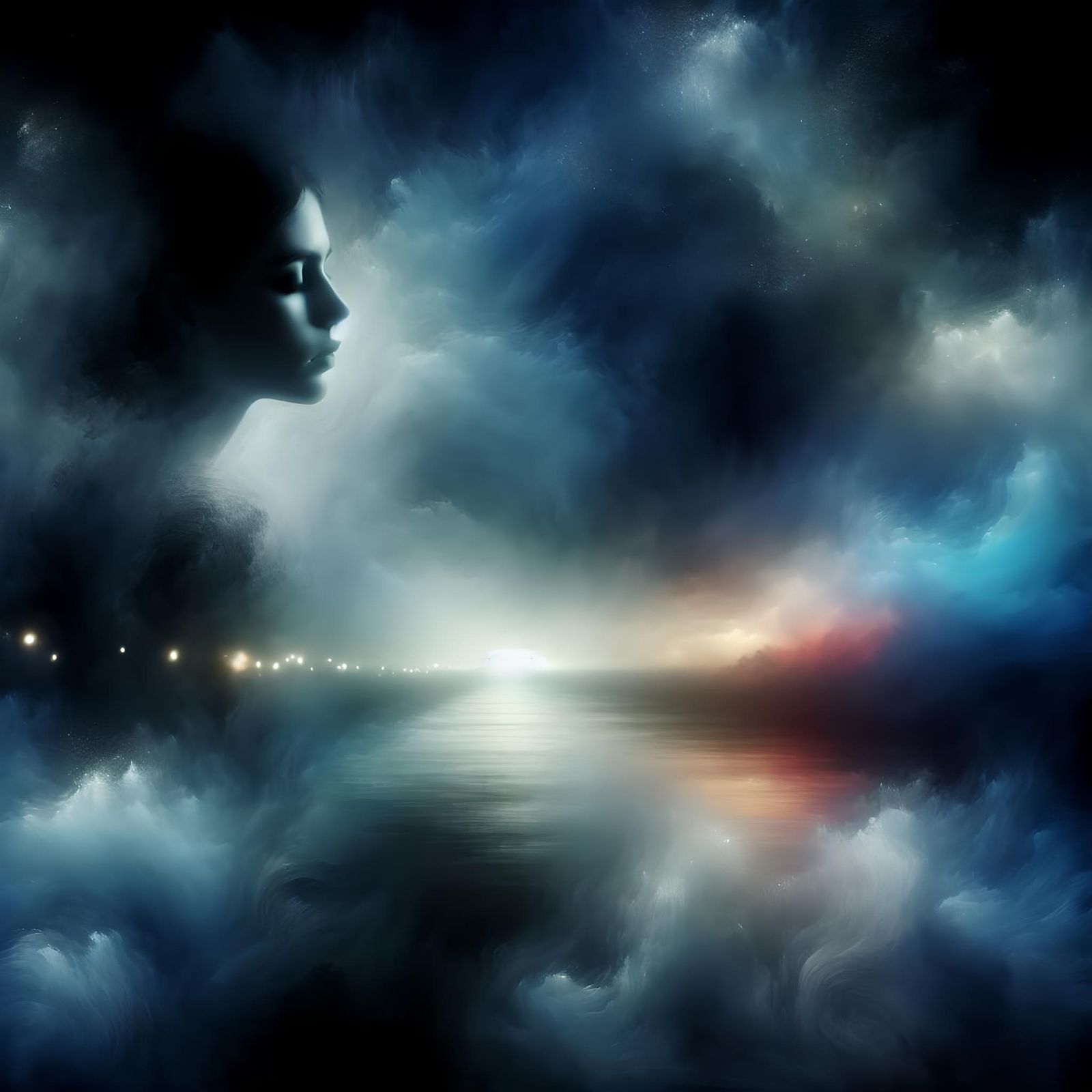 Serene Woman in Silent, Dreamlike Landscape