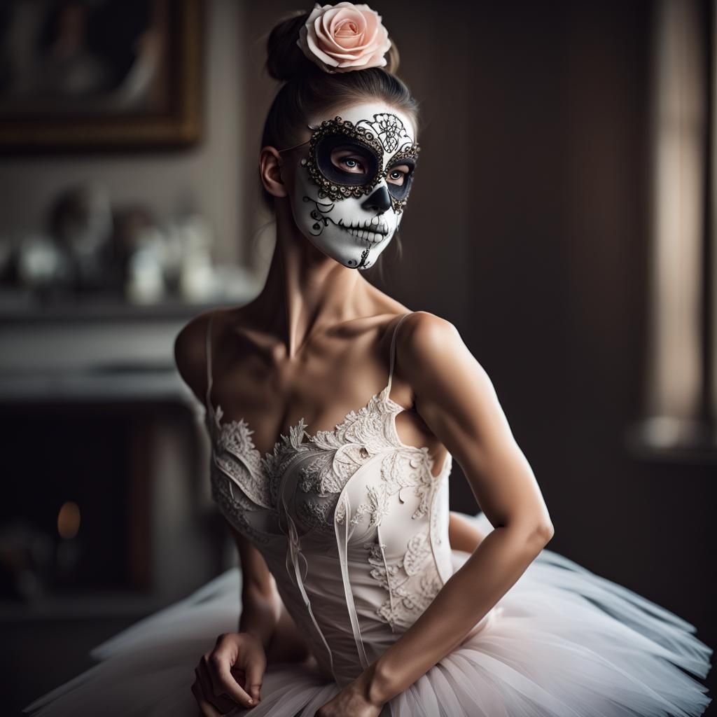 Realistic full body photoshoot of slim fit beautifull ballerina dancing , revealing short lace clothes, high lace kneeso...