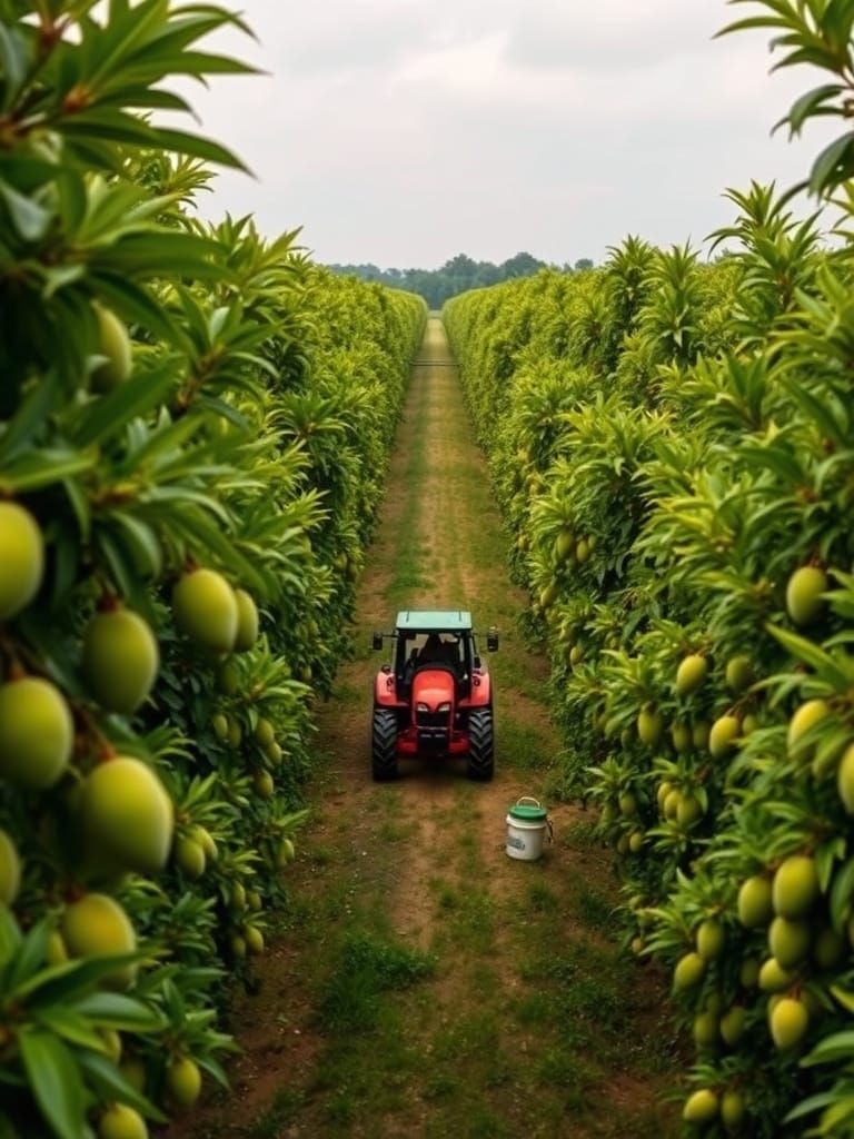 Aerial View of a Lush Mango Orchard