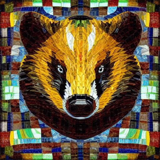 Badger in Mosaic Patchwork Neo-Impressionist Style