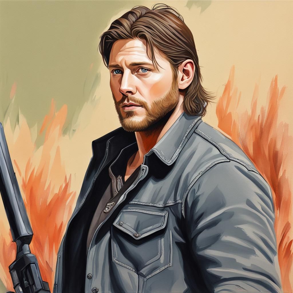 Jensen Ackles in The Walking Dead: Gouache Painting