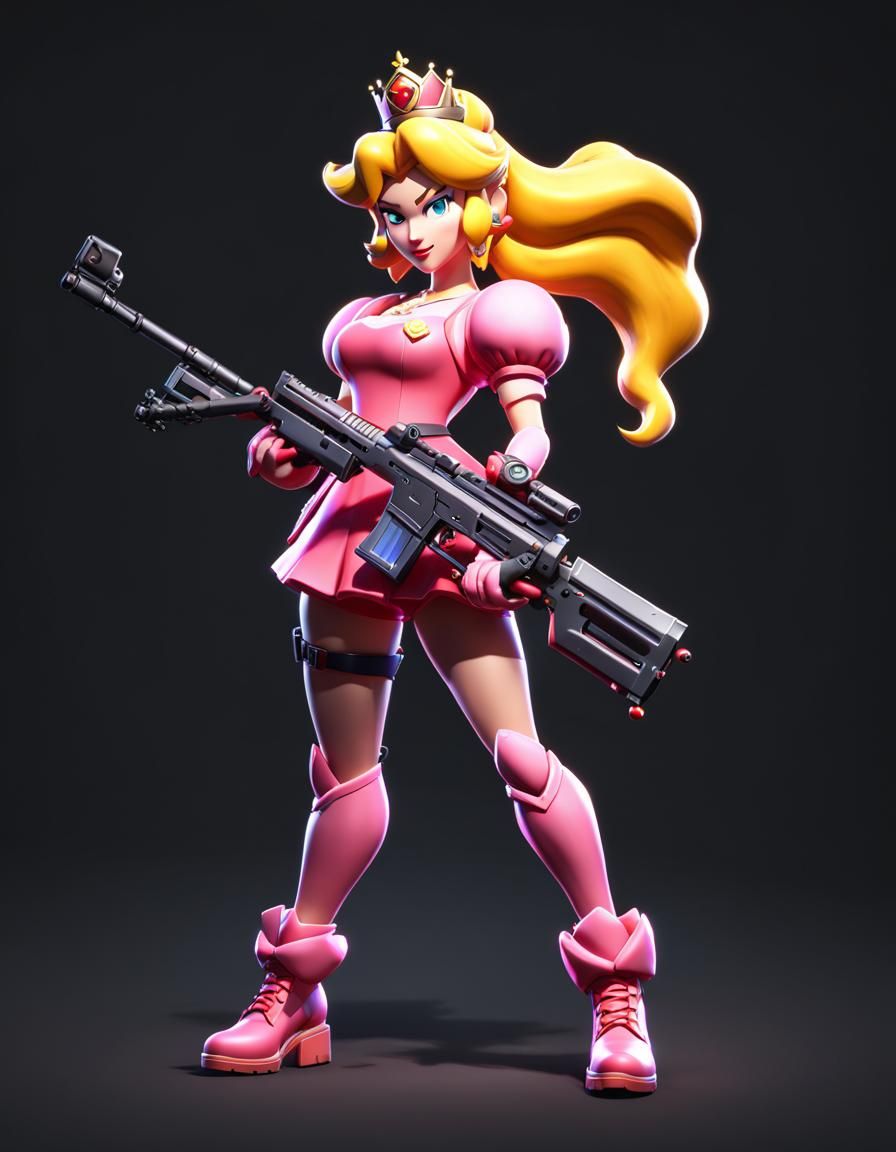 Princess Peach vs Cube Queen in Fortnite Style