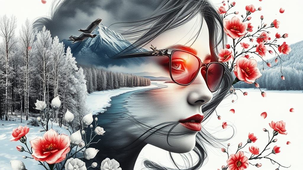 Winter Landscape Double Exposure Portrait