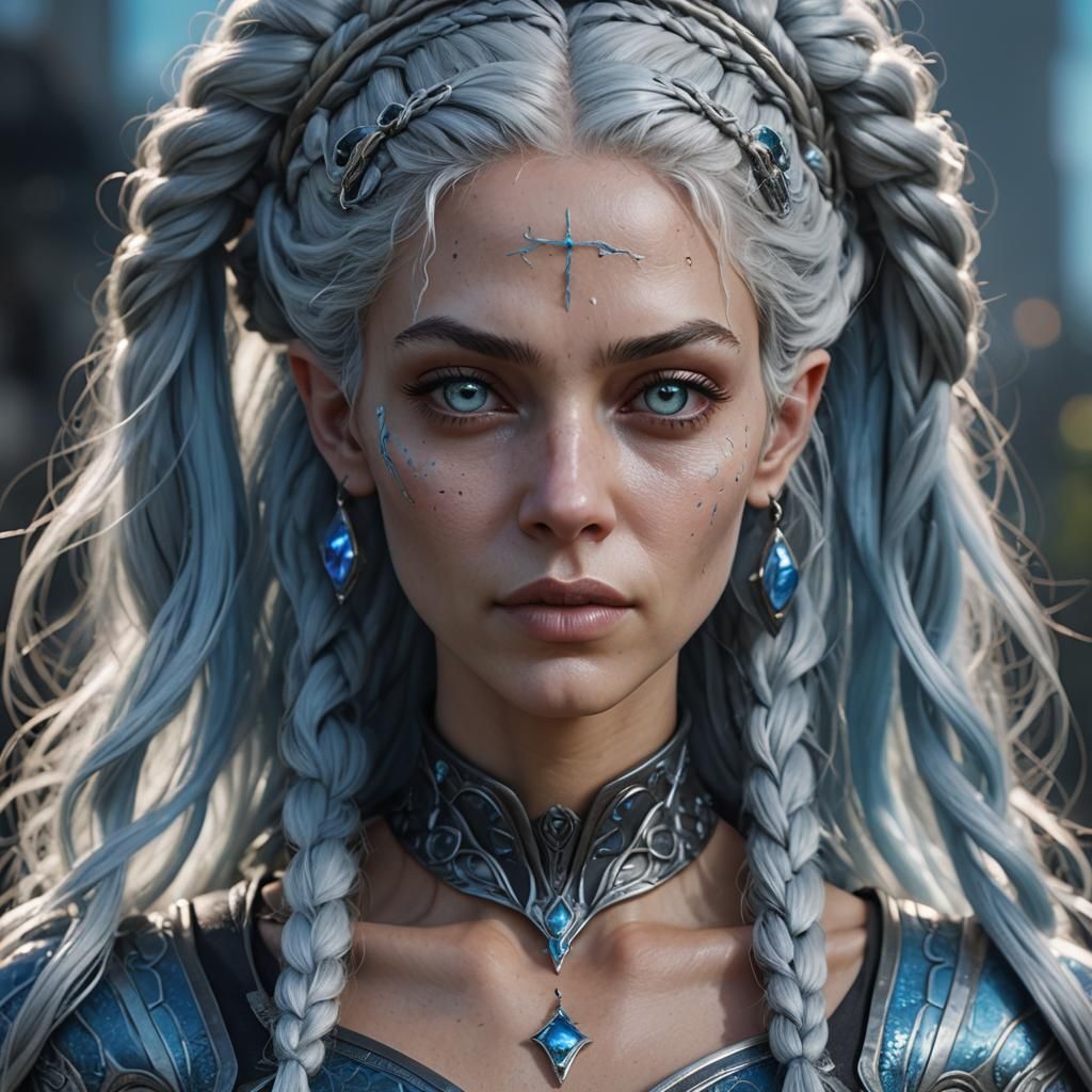 Hyperrealistic Portrait of a Young Alien Princess