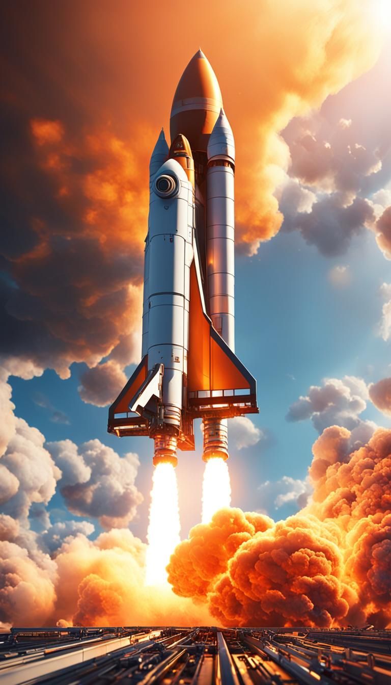 Rocket Launch in Hyper-Realistic Digital Art