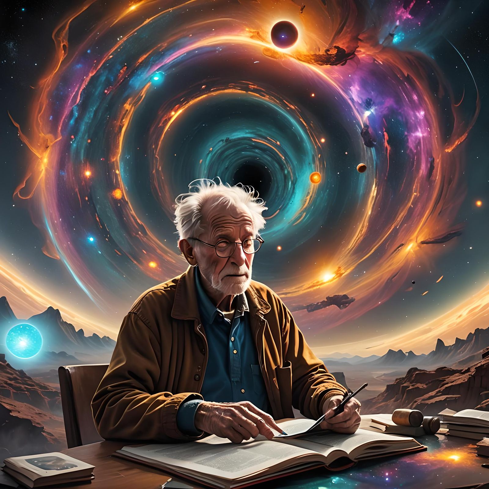 Black Hole Vortex Watched by an Old Man