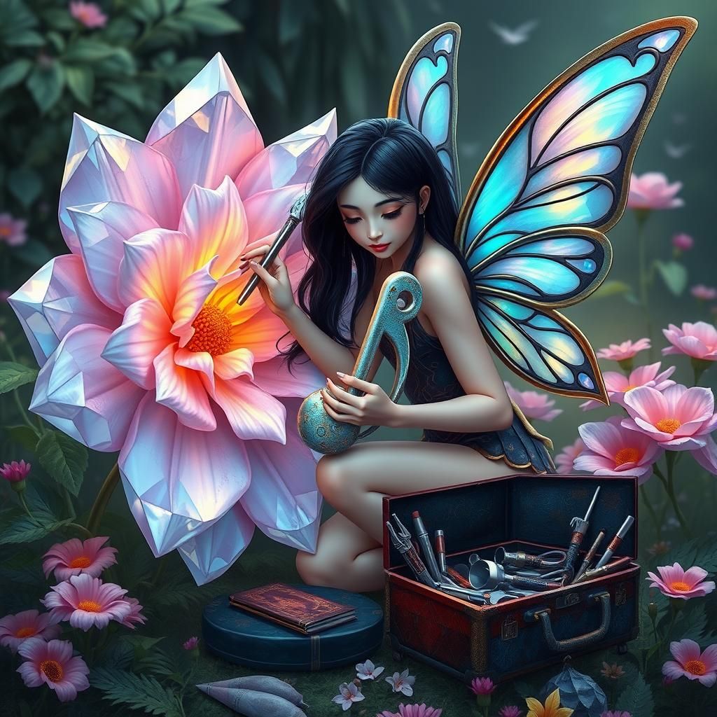 Fairy Repairs Crystal Flower with Musical Tools